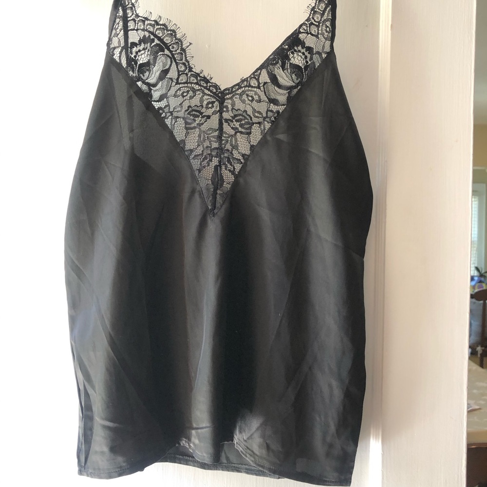 Black Lace Silk Tank
